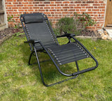 Set of Reclining Sun Loungers for Outdoor Garden or Beach